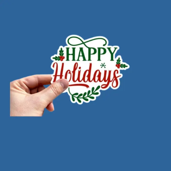 happy holidays round sticker