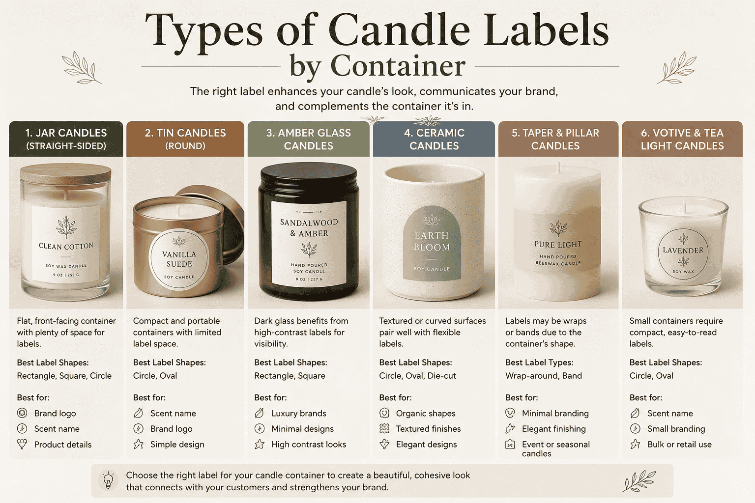 Types of Candle Labels by Container