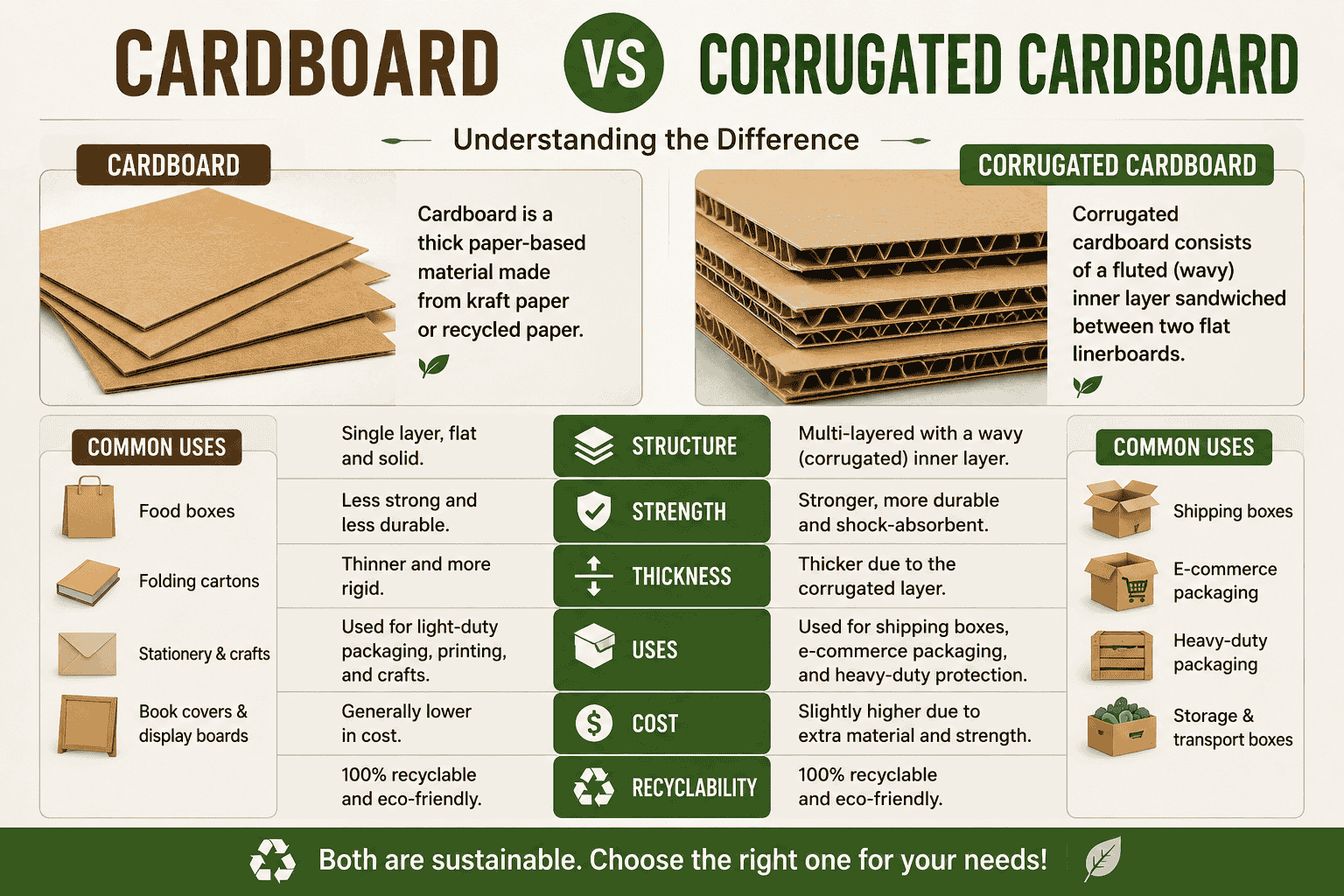 Cardboard vs Corrugated Cardboard