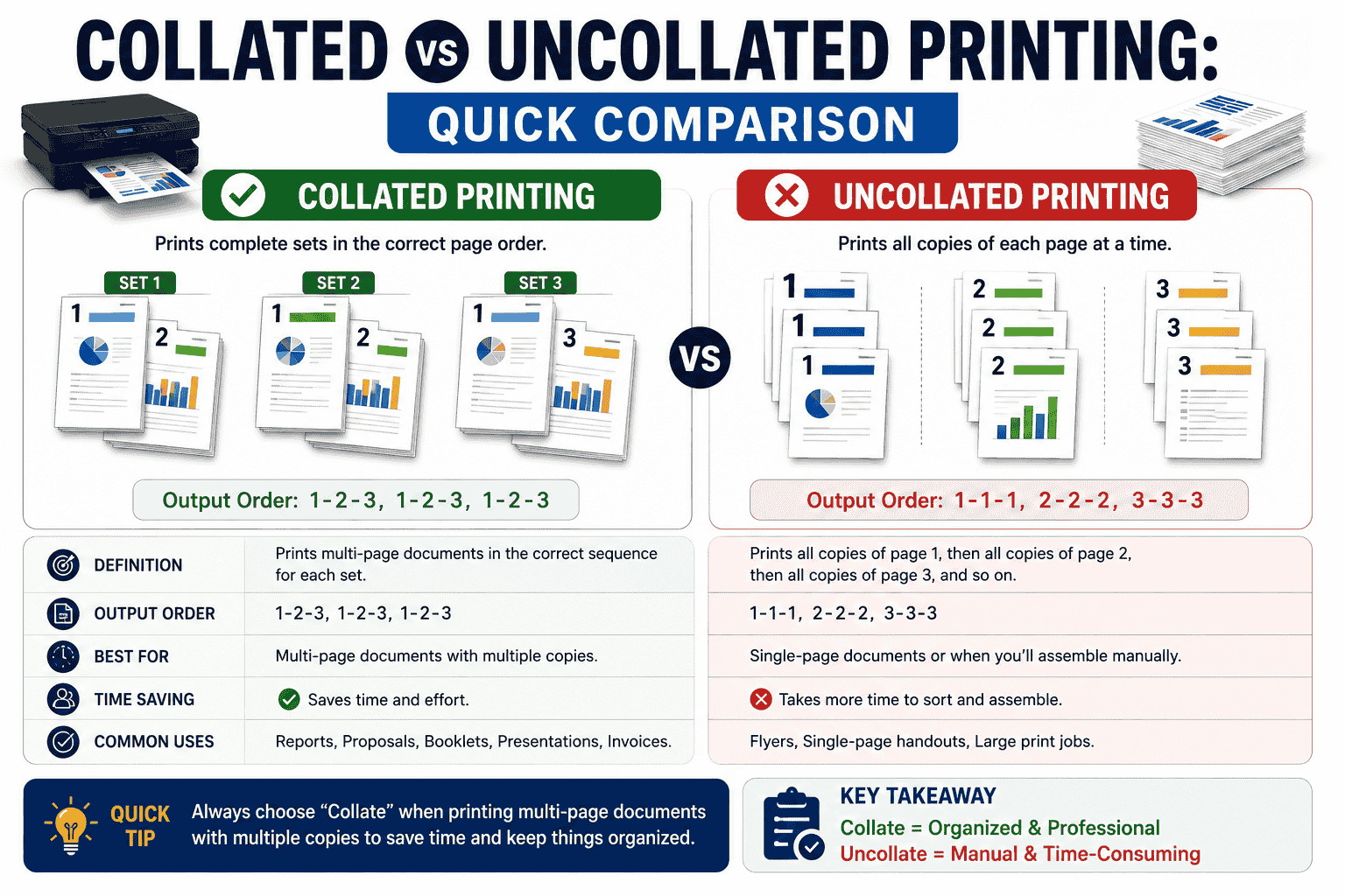 Collated vs Uncollated Printing Quick Comparison