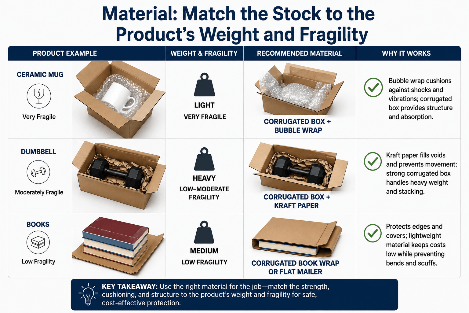 Material: Match the Stock to the Product's Weight and Fragility